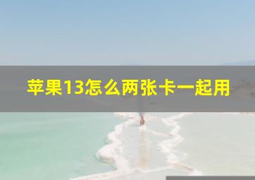 苹果13怎么两张卡一起用