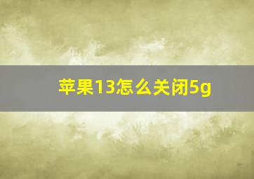 苹果13怎么关闭5g