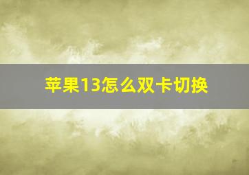 苹果13怎么双卡切换