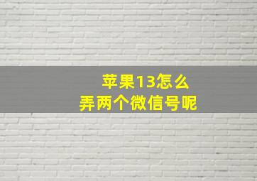 苹果13怎么弄两个微信号呢