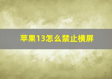 苹果13怎么禁止横屏