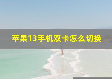 苹果13手机双卡怎么切换