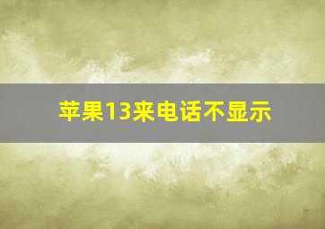 苹果13来电话不显示