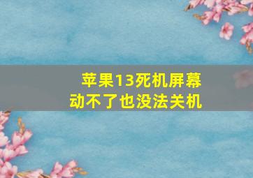 苹果13死机屏幕动不了也没法关机