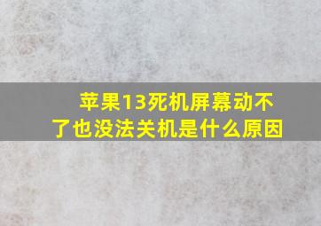 苹果13死机屏幕动不了也没法关机是什么原因