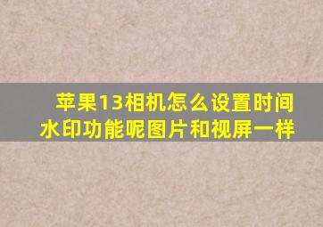 苹果13相机怎么设置时间水印功能呢图片和视屏一样