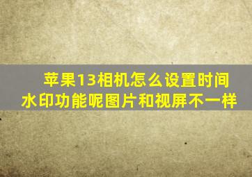 苹果13相机怎么设置时间水印功能呢图片和视屏不一样