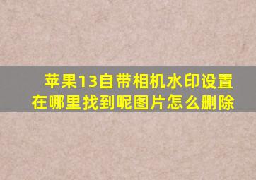 苹果13自带相机水印设置在哪里找到呢图片怎么删除