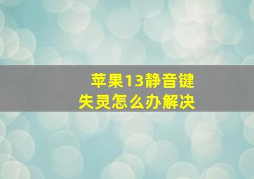 苹果13静音键失灵怎么办解决