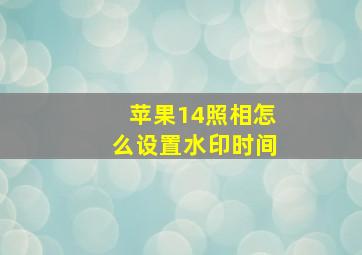 苹果14照相怎么设置水印时间