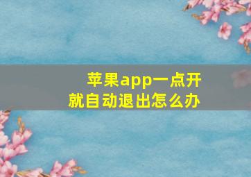 苹果app一点开就自动退出怎么办