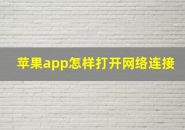 苹果app怎样打开网络连接