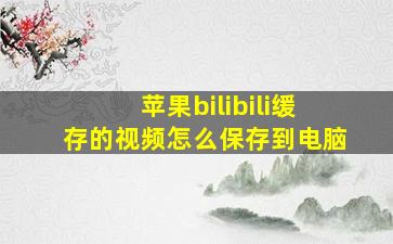 苹果bilibili缓存的视频怎么保存到电脑