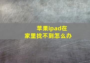 苹果ipad在家里找不到怎么办