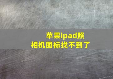 苹果ipad照相机图标找不到了