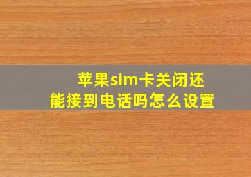 苹果sim卡关闭还能接到电话吗怎么设置