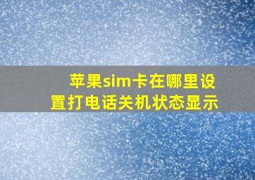 苹果sim卡在哪里设置打电话关机状态显示