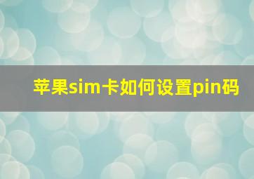 苹果sim卡如何设置pin码