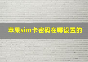 苹果sim卡密码在哪设置的