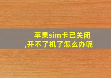 苹果sim卡已关闭,开不了机了怎么办呢