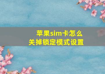 苹果sim卡怎么关掉锁定模式设置