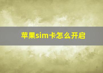 苹果sim卡怎么开启