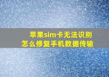 苹果sim卡无法识别怎么修复手机数据传输