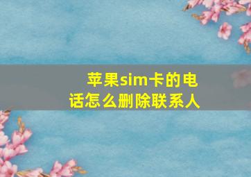 苹果sim卡的电话怎么删除联系人