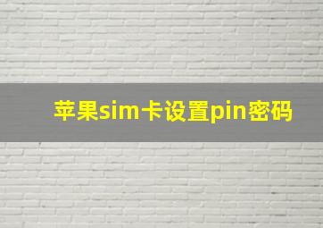 苹果sim卡设置pin密码