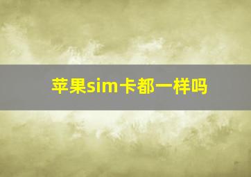 苹果sim卡都一样吗