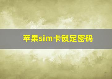 苹果sim卡锁定密码