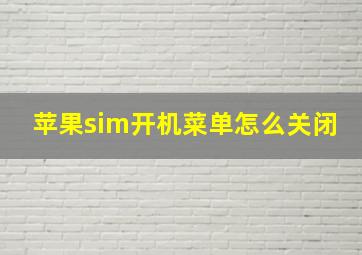 苹果sim开机菜单怎么关闭