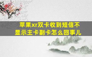 苹果xr双卡收到短信不显示主卡副卡怎么回事儿