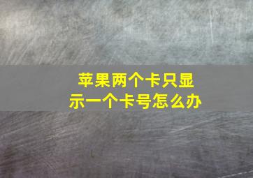 苹果两个卡只显示一个卡号怎么办