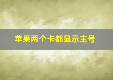 苹果两个卡都显示主号