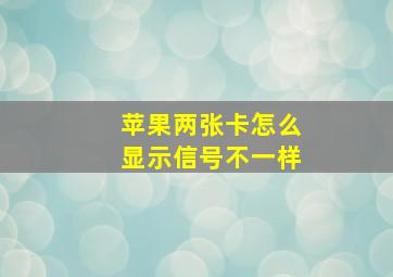 苹果两张卡怎么显示信号不一样