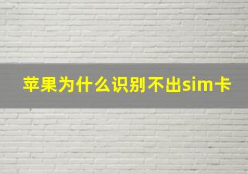 苹果为什么识别不出sim卡