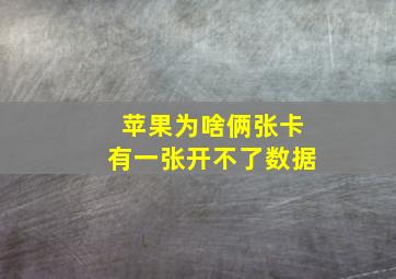 苹果为啥俩张卡有一张开不了数据