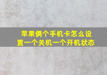 苹果俩个手机卡怎么设置一个关机一个开机状态