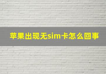 苹果出现无sim卡怎么回事