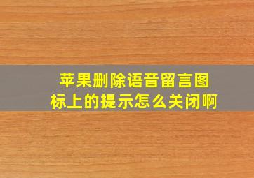 苹果删除语音留言图标上的提示怎么关闭啊