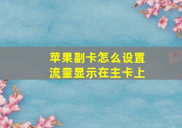 苹果副卡怎么设置流量显示在主卡上