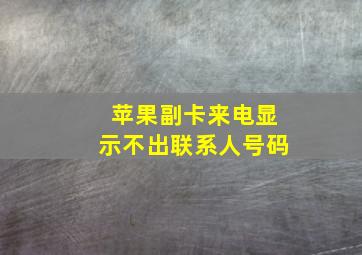 苹果副卡来电显示不出联系人号码