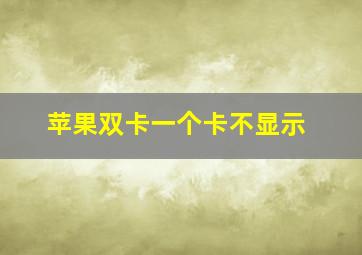 苹果双卡一个卡不显示