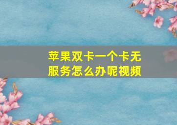 苹果双卡一个卡无服务怎么办呢视频