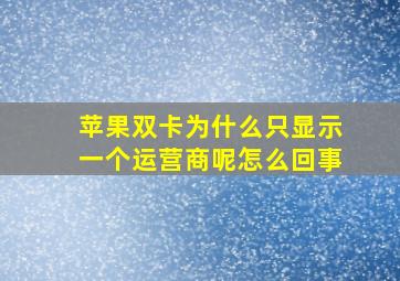 苹果双卡为什么只显示一个运营商呢怎么回事