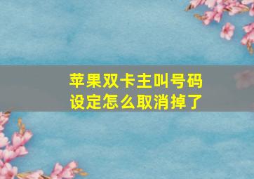 苹果双卡主叫号码设定怎么取消掉了