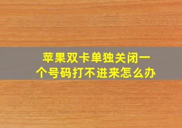 苹果双卡单独关闭一个号码打不进来怎么办