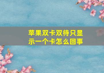 苹果双卡双待只显示一个卡怎么回事