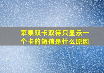 苹果双卡双待只显示一个卡的短信是什么原因